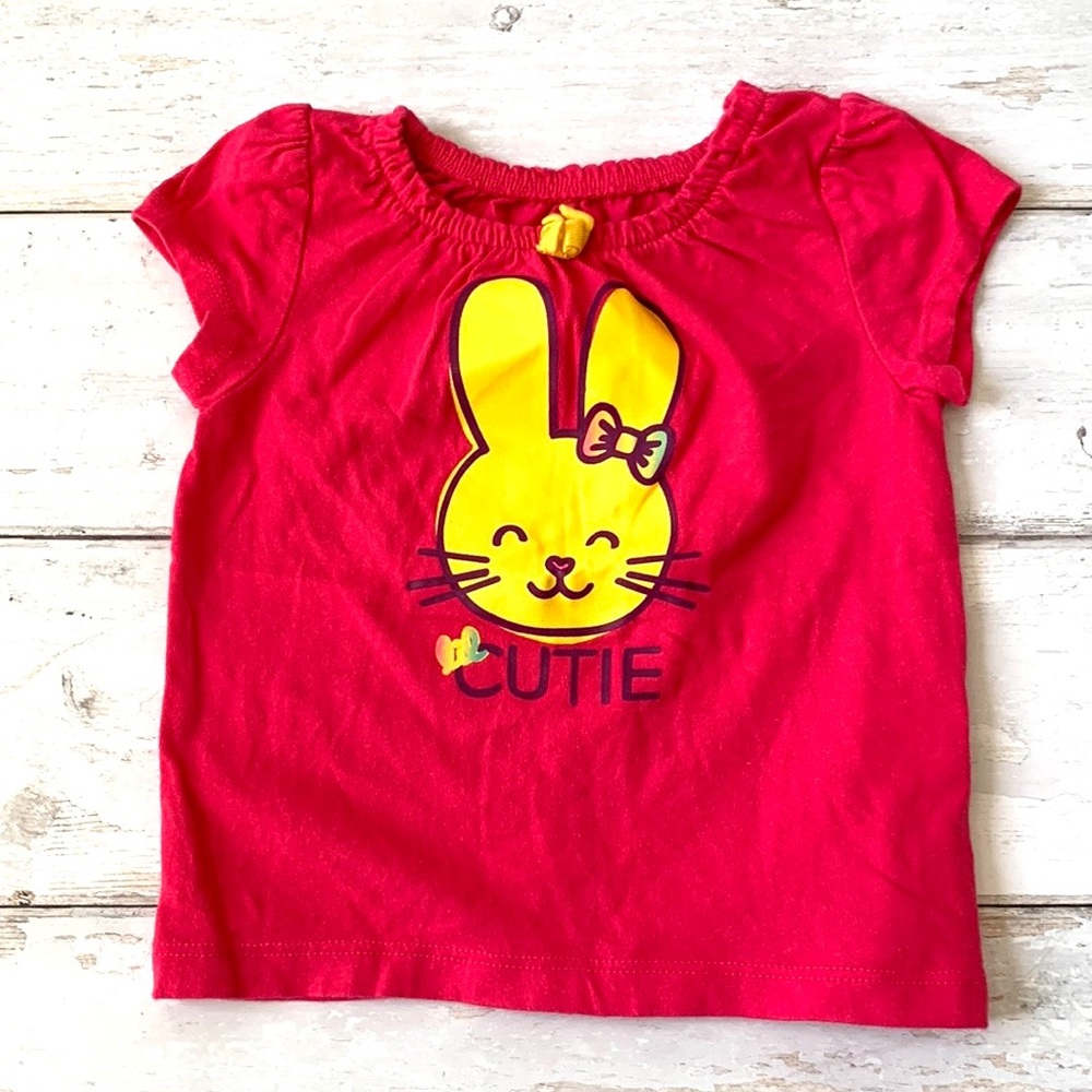 Baby Girl 18m Pink Bell Sleeve Bunny Rabbit Shirt Yellow Cutie Circo Brand